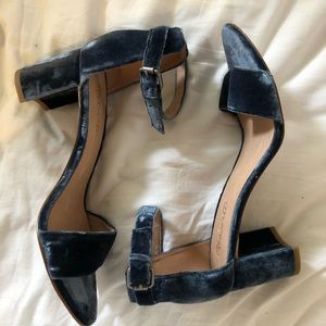 Madewell Blue Velvet Heels